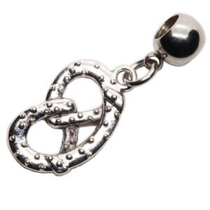 Metal Pretzel Charm Bead Food Charms Pretzel Bread Silver Tone Alloy Bead